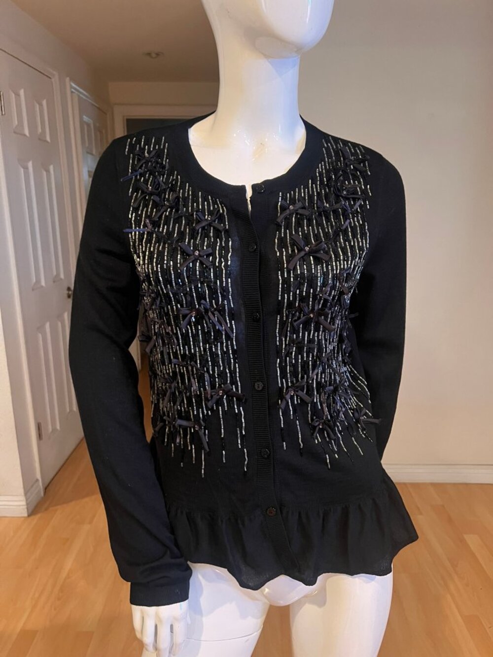 Y2K 2000'S RED VALENTINO EMBELLISHED PANEL WOOL CARDIGAN SWEATER SZ XL
